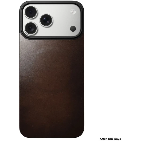 Nomad Magnetic Leather Back (Horween) Magsafe kožený kryt iPhone 17 Pro Rustic Brown - Puzdra - Obrázok 05ba638663ad4e74baf229199ffd7986