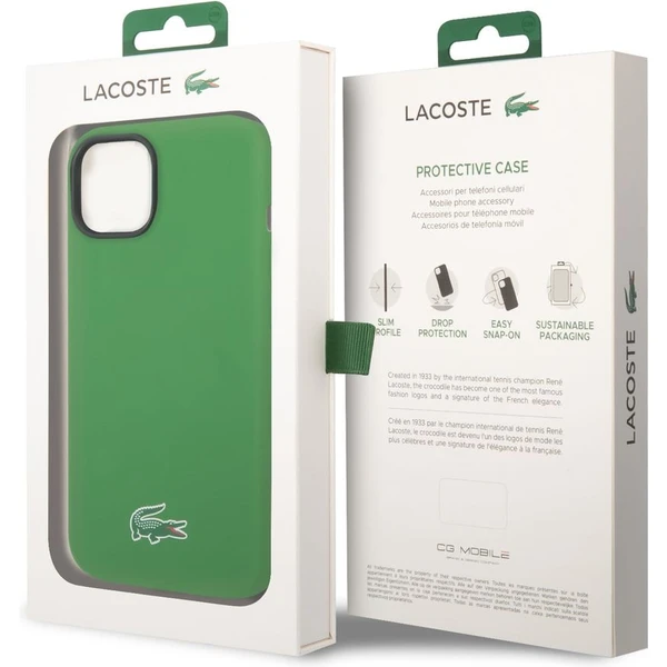 Lacoste Liquid Silicone Microfiber Croc Logo MagSafe kryt iPhone 13/14/15 zelený - Puzdra - Obrázok 05cd6135367e40c1890e4a462a5198c9