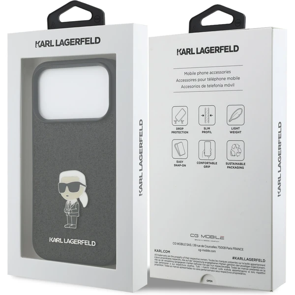 Karl Lagerfeld Fixed Glitter Metal Ikonik kryt iPhone 17 Pro čierny - Puzdra - Obrázok 05d805e99afa4afbb159c27add1a5660