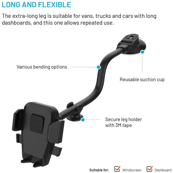 FIXED Iconiq Flex XL univerzálny držiak do auta na sklo alebo na palubnú dosku čierny - Držiaky - Obrázok 061cb43be28b47228bcb7efd1c3fb392