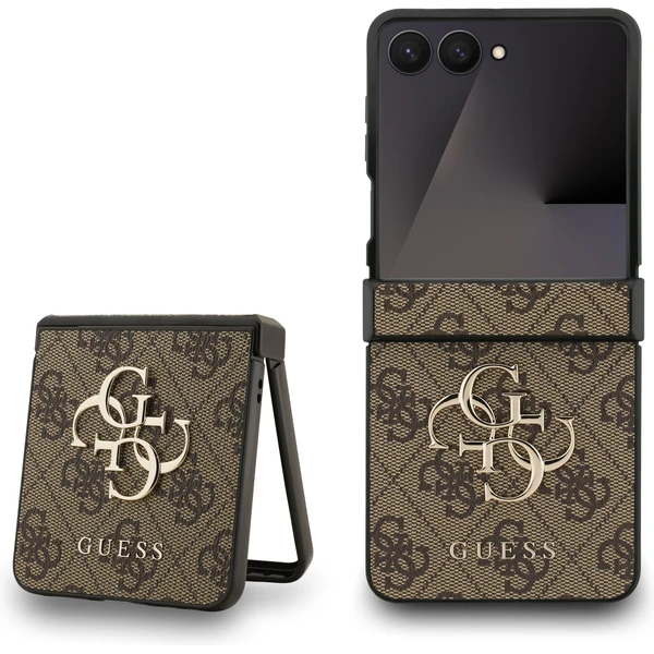 Guess PU 4G Metal Logo kryt Samsung Galaxy Z Flip 7 hnedý - Puzdra - Hlavný obrázok