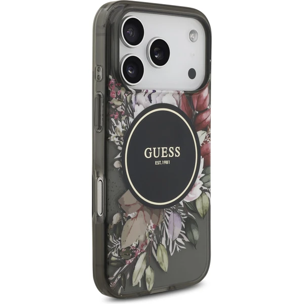 Guess IML Flowers Strap MagSafe kryt iPhone 17 Pro čierny - Puzdra - Obrázok 0634abb66d3b4b9692871dd412732fb5