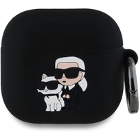 Karl Lagerfeld 3D Logo NFT Karl and Choupette Silikónové Puzdro pre AirPods 4 Black - Puzdra