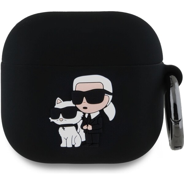 E-shop Karl Lagerfeld 3D Logo NFT Karl and Choupette silikónové puzdro AirPods 4 čierne