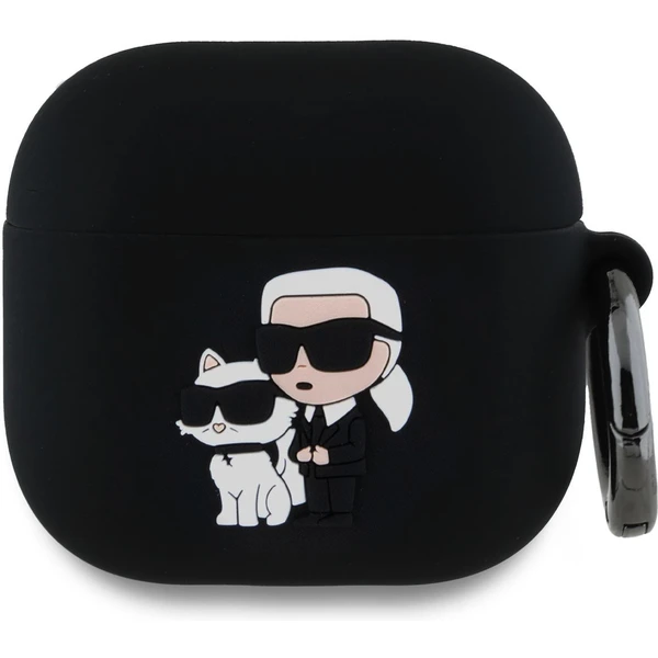 Karl Lagerfeld 3D Logo NFT Karl and Choupette silikónové puzdro AirPods 4 čierne - Puzdra - Hlavný obrázok