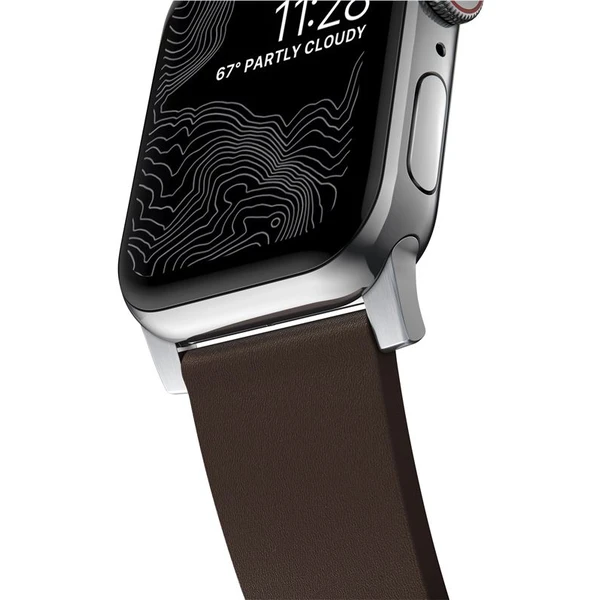 Nomad Active Strap Pro hydrofóbny kožený remienok Apple Watch 49/46/45/44/42mm hnedý/strieborný - Remienky - Obrázok 06G1000K01