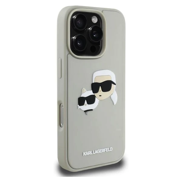 Karl Lagerfeld 3D Rubber Double Heads kryt iPhone 16 Pre béžový - Puzdra - Obrázok 06dff1b463c14d96a69377ea8024b595