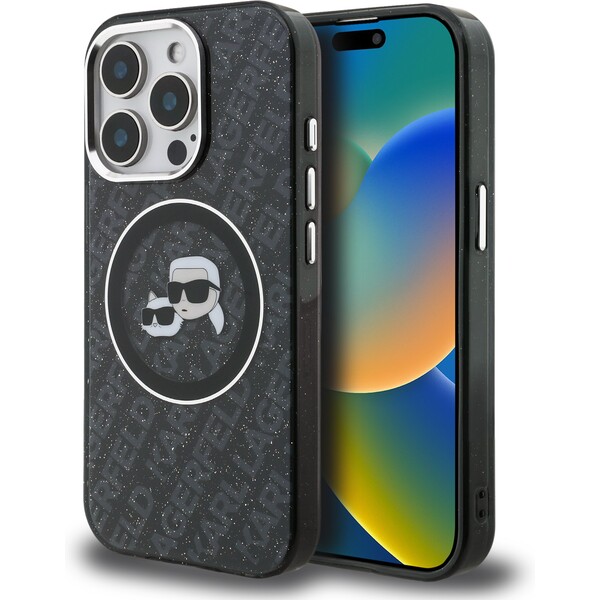 E-shop Karl Lagerfeld IML K&CH Heads Repeated Logo MagSafe kryt iPhone 15 Pre čierny