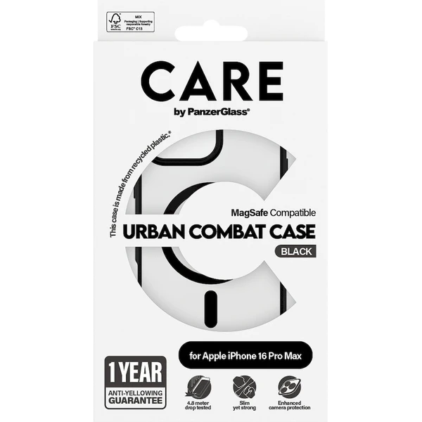 PanzerGlass® CARE kryt Apple iPhone 16 Pro Max MagSafe Urban Combat čierny/čierny - Puzdra - Obrázok 0708000P01
