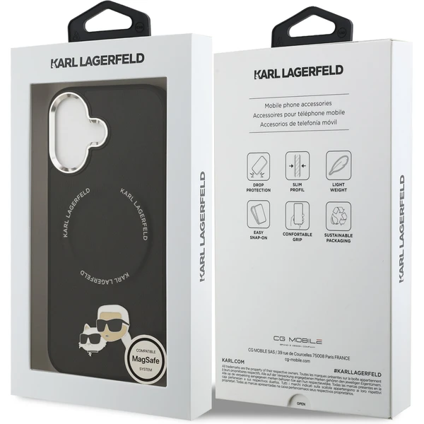 Karl Lagerfeld PU Karl and Choupette Heads Pins MagSafe kryt iPhone 17 čierny - Puzdra - Obrázok 072793e60726416ca937bd400ec9db78