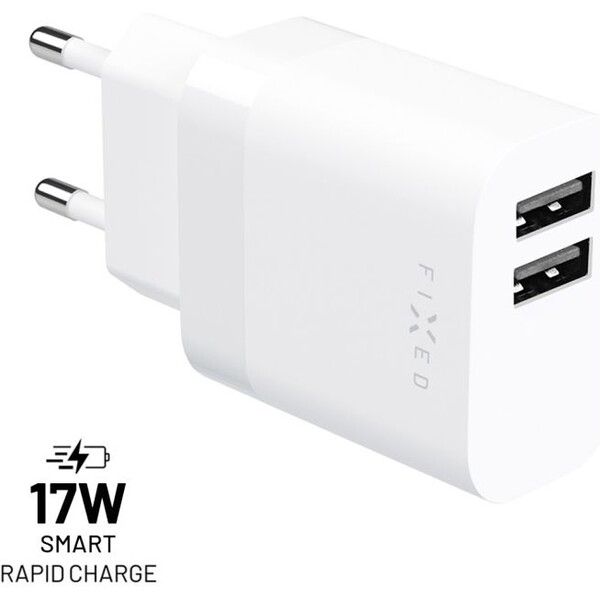 FIXED nabíjačka s 2x USB-A, 17W, biela