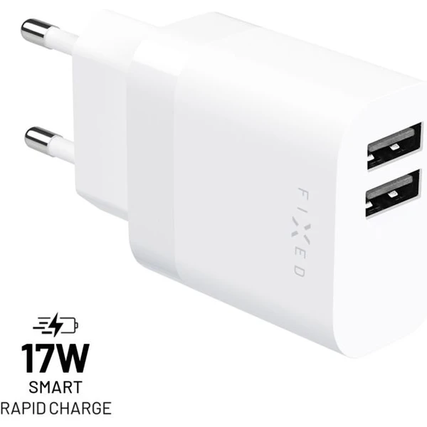 FIXED nabíjačka s 2x USB-A, 17W, biela - Nabíjačky - Hlavný obrázok