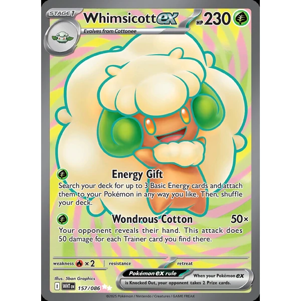 Whimsicott ex (WHT 157) - White Flare [Holo] - Kusové karty - Hlavný obrázok