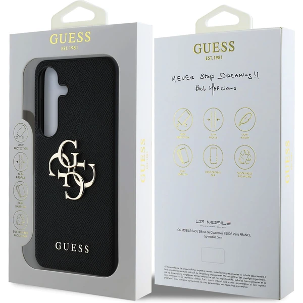 Guess PU Grained 4G Metal Logo kryt Samsung Galaxy S25 čierny - Puzdra - Obrázok 0792610bf22845fa8e23300da6ee1c23