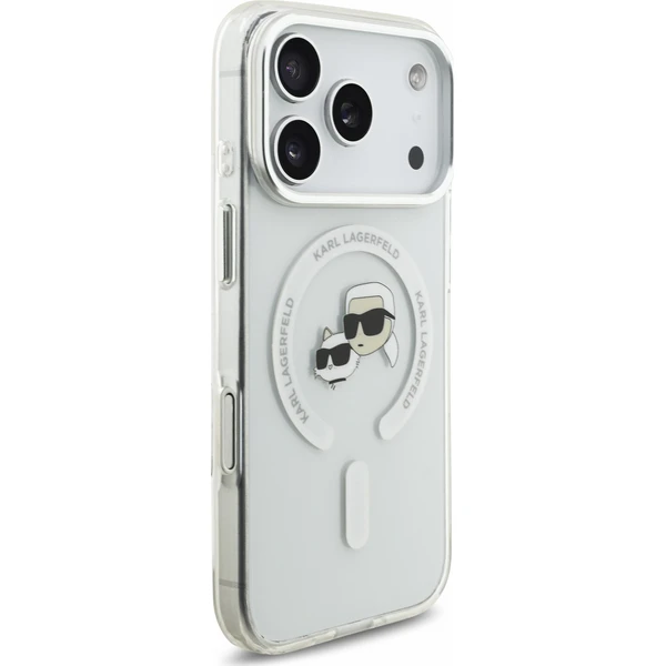 Karl Lagerfeld IML K&CH Heads Metal Frame MagSafe Zadný kryt pre iPhone 18 Pro White - Puzdra - Obrázok 079c0dae9760486d9bff111d9d8ba752