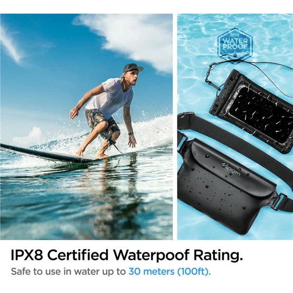 Spigen Aqua Shield Floating vodeodolné púzdro + WaterProof Waist Bag A621 Set čierny - Puzdra - Obrázok 07A4000601