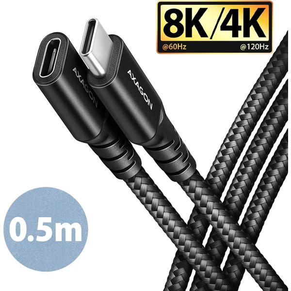AXAGON BUCM32-CF05AB USB-C/USB-C predlžovací kábel 0,5m čierny - Káble a redukcie - Hlavný obrázok