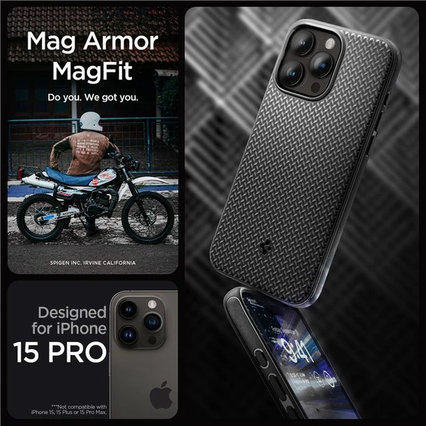 Spigen Mag Armor MagFit kryt iPhone 15 Pre matne čierny - Puzdra - Obrázok 07W8000601