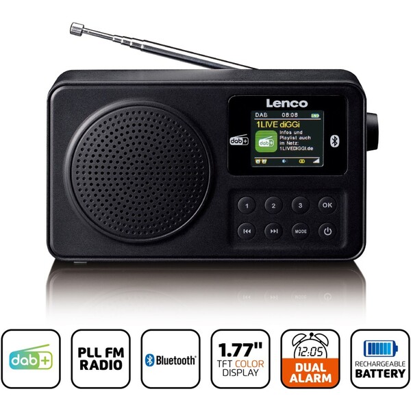 Lenco PDR-033 rádio DAB+/FM s Bluetooth čiernej