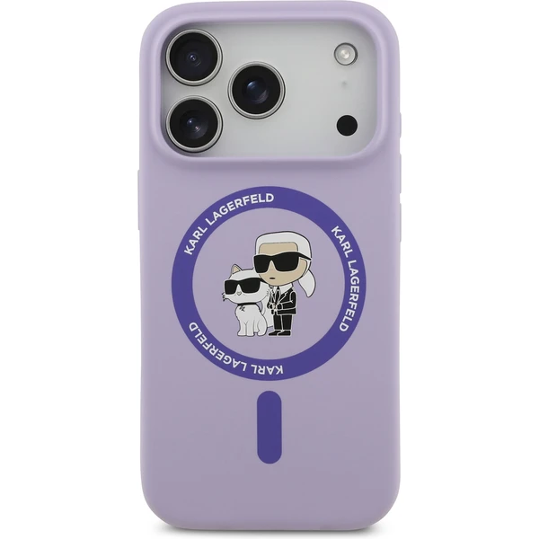Karl Lagerfeld Liquid Silicone Karl a Choupette MagSafe kryt iPhone 17 Pro fialový - Puzdra - Obrázok 080f8374f70942a1afb907d7c7769d80