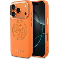 Guess PU Perforovaný 4G Logo MagSafe kryt iPhone 17 Pro oranžový - Puzdra