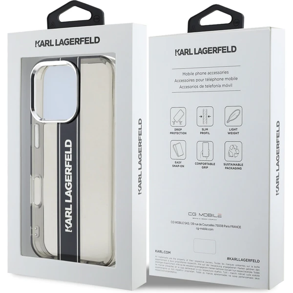 Karl Lagerfeld IML Stripe Logo kryt iPhone 16 Pro Max čierny - Puzdra - Obrázok 082a956cf0684e64bae6c0d55e7858ec