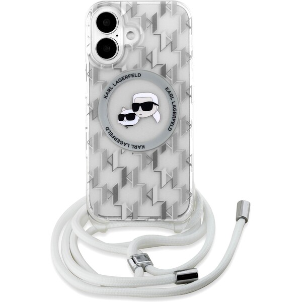E-shop Karl Lagerfeld IML Monogram Crossbody K&CH Heads MagSafe kryt pre iPhone 16 číry