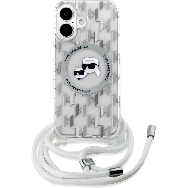 Karl Lagerfeld IML Monogram Crossbody K&CH Heads MagSafe kryt pre iPhone 16 číry - Puzdra - Hlavný obrázok