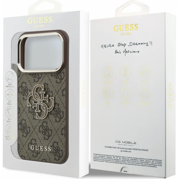 Guess PU 4G Resin Metal Logo Zadný Kryt pre iPhone 18 Pro Max Brown - Puzdra - Obrázok 085044c18b5a46458c5c34f70e5fb90b