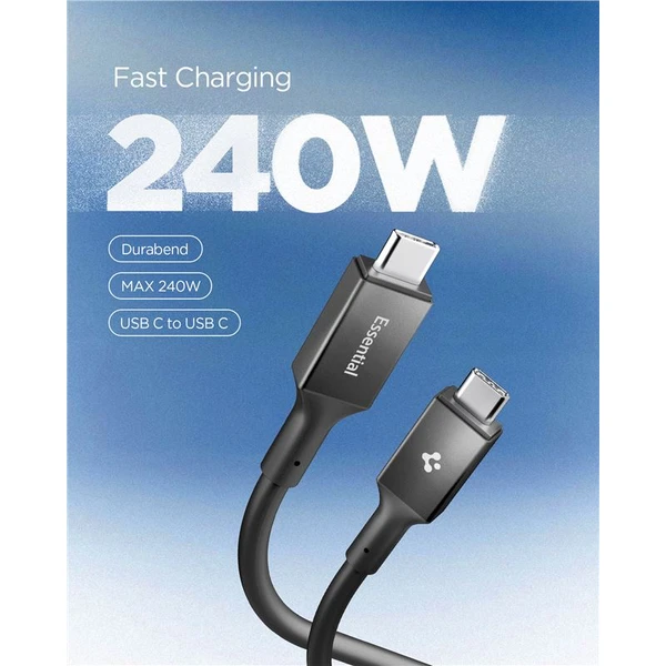 Spigen Essential USB-C/USB-C napájací kábel 240W 1,2m čierny - Káble a redukcie - Obrázok 0861c12bead341eea401bb6925703281