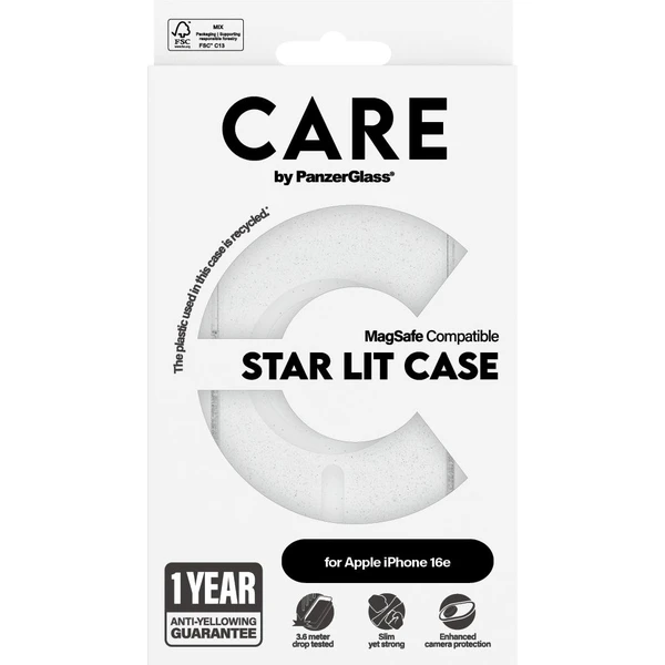 PanzerGlass® CARE kryt Apple iPhone 17e/16e MagSafe Star Lit trblietavý/biely - Puzdra - Obrázok 08GD000J01