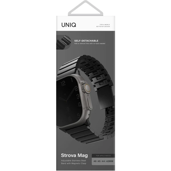 UNIQ Strova Mag oceľový remienok pre Apple Watch 49/46/45/44/42mm čierny - Remienky - Obrázok 08O4000J01