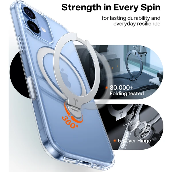 Torras Ostand Q3 Spin MagSafe kryt iPhone 17 priehľadný - Puzdra - Obrázok 08b44df2c0284c608522927618a1e73d