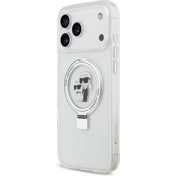 Karl Lagerfeld Ringstand Karl a Choupette MagSafe kryt iPhone 17 Pro Max biely - Puzdra - Obrázok 08d2a773910644ada576f736870246a2
