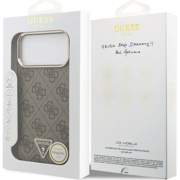Guess PU Leather 4G Strass Triangle Logo Gold Frame MagSafe Zadný kryt pre iPhone 18 Pro Max Brown - Puzdra - Obrázok 08eb5a59a0cb4e1e9b72b44c5730d9ce