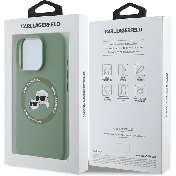 Karl Lagerfeld Liquid Silicone K&CH Heads MagSafe kryt iPhone 16 Pro zelený - Puzdra - Obrázok 0916c62fef86448e9859c03057293b36
