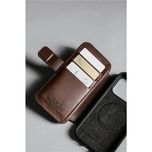 Nomad Modern Leather Folio (Horween) MagSafe kožené púzdro iPhone 17 Pro Rustic Brown - Puzdra - Obrázok 091add18b385410998bad36cde76492a
