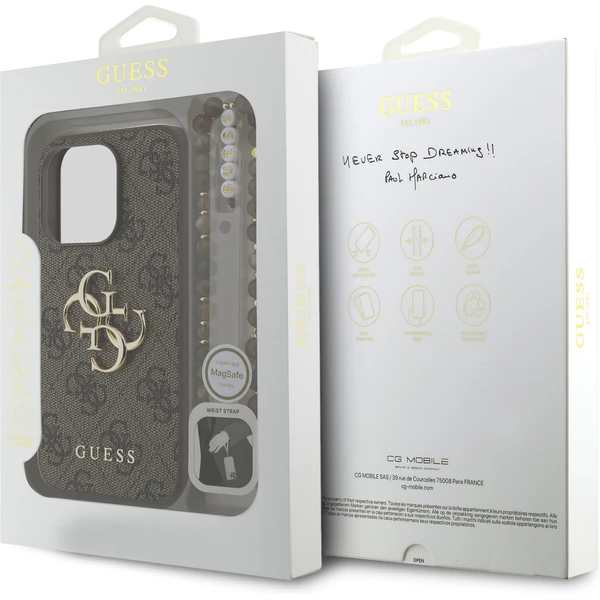 Guess PU 4G Metal Logo Strap kryt iPhone 15 Pro Max hnedý - Puzdra - Obrázok 093e5119bf884627b5171ccdad2f53d2