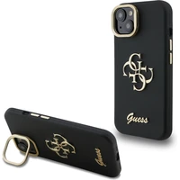 Guess PU Grained 4G Logo Stand Camera Frame kryt iPhone 15 čierny - Puzdra