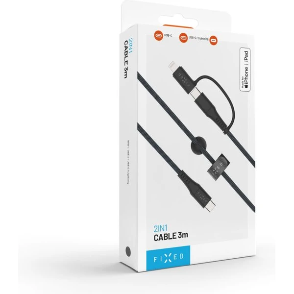 FIXED nabíjací kábel s USB-C/USB-C a Lightning, 3m, MFi, PD 60W, sivý - Káble - Obrázok 0964d1510b2d4d45bc9950076adbb5fc