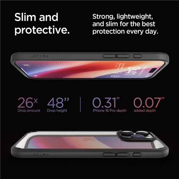 Spigen Ultra Hybrid kryt iPhone 16 Pro matte black - Puzdra - Obrázok 0990222a48684422b5809140ffd20942