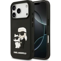 Karl Lagerfeld 3D Rubber Karl and Choupette kryt iPhone 17 Pro čierny - Puzdra