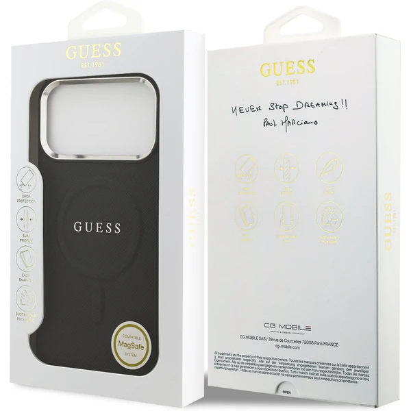 Guess PU Saffiano MagSafe kryt iPhone 17 Pro Max čierny - Puzdra - Obrázok 09f028b3135b44078870b9e141bb9a25