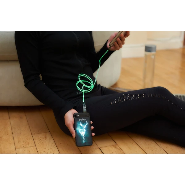 Lazerbuilt Harry Potter - Patronus USB-A/USB-C svietiaci napájací kábel 10W 1,2m zelený - Káble a redukcie - Obrázok 0B7H000K01