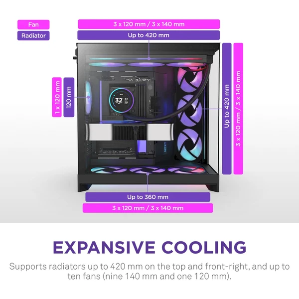 NZXT H9 Flow RGB+ čierna - Počítačové skrine - Obrázok 0B7K000K01