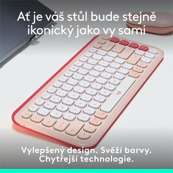 Logitech POP ICON KEYS (US) klávesnica ružová - Klávesnice - Obrázok 0CU8000O01