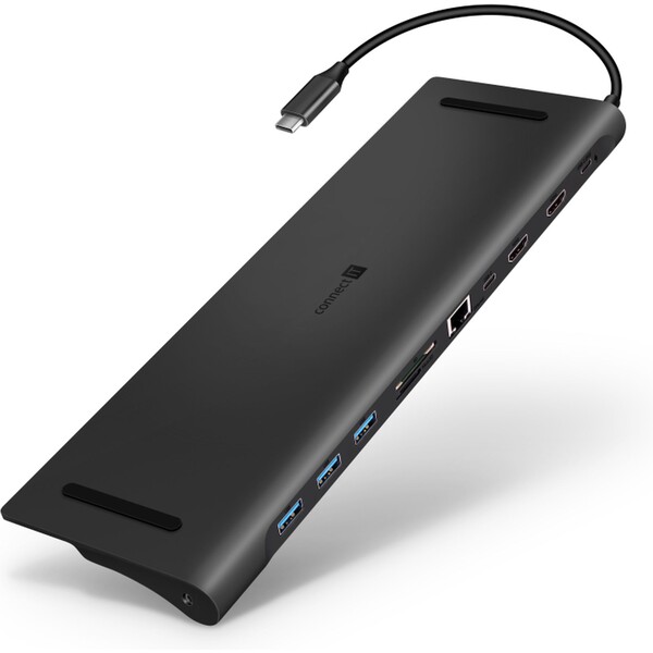 CONNECT IT USB-C dokovacia stanica, 11v1 (2xHDMI), externá antracitová