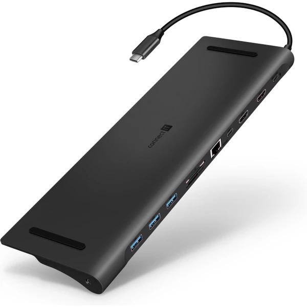 CONNECT IT USB-C dokovacia stanica, 11v1 (2xHDMI), externá antracitová - Dokovacie stanice - Hlavný obrázok