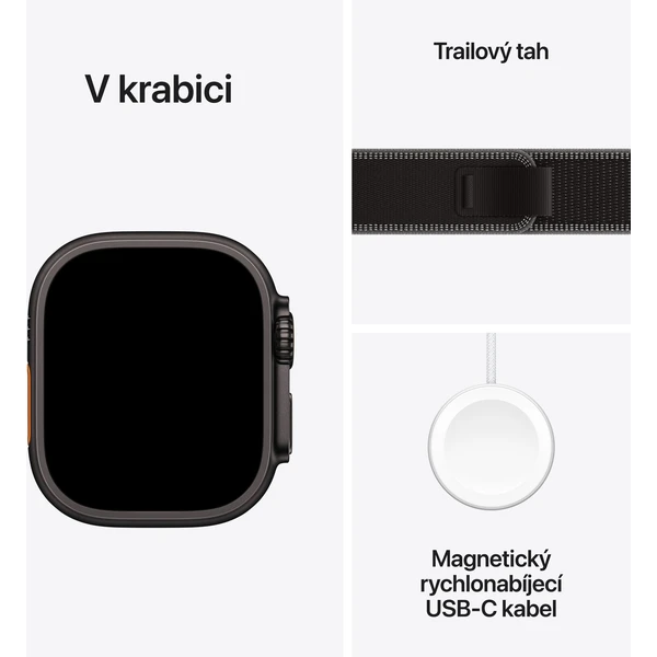 Apple Watch Ultra 3 (2025) 49mm Čierny titán s čiernym/uhlovým trailovým ťahom M/L - Inteligentné hodinky - Obrázok 0DQH000K01