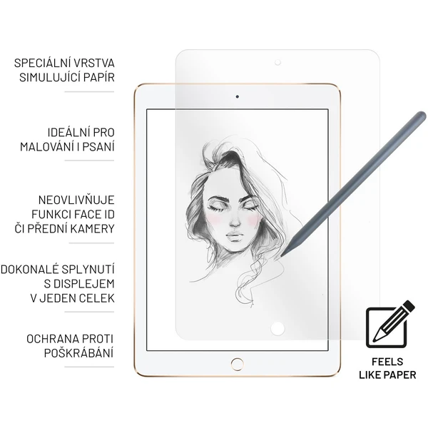 FIXED PaperGlass sklo na písanie a kreslenie pre iPad 10,2" (2019/2020/2021) číre - Ochranné fólie a sklo - Obrázok 0EK0G00101